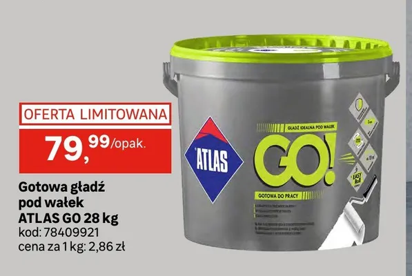 Gotowa gładź pod wałek Atlas GO promocja w Leroy Merlin