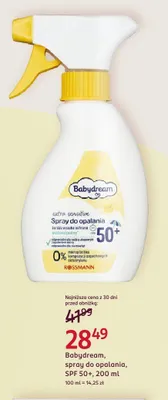 Spray do opalania Babydream SPF 50+ promocja w Rossmann