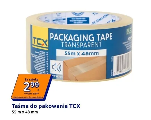 Taśma do pakowania TCX transparentna 55mx48mm promocja w Action