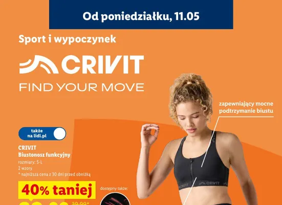 Biustonosz funkcyjny Crivit promocja w Lidl
