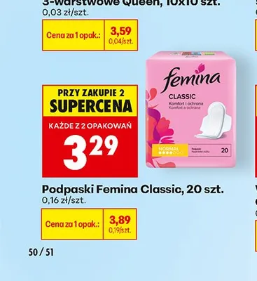 Podpaski Femina Classic promocja w Biedronka