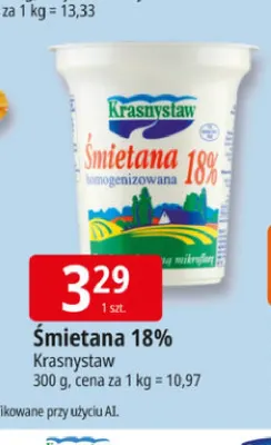 Śmietana Krasnystaw 18% promocja w Leclerc