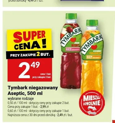 Napój niegazowany Aseptic Tymbark jabłko-wiśnia promocja w Twój Market
