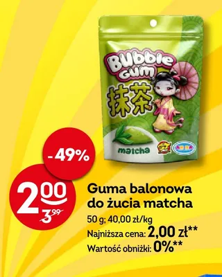 Guma balonowa do żucia matcha promocja w Żabka