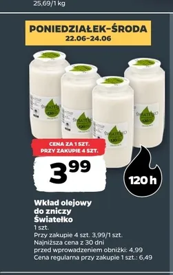 Wkład olejowy do zniczy Światełko promocja w Netto