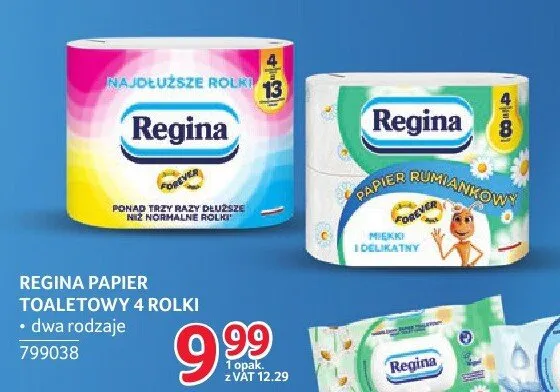 Papier toaletowy Regina 4 rolki dwa rodzaje promocja w Selgros