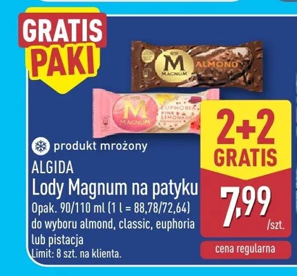 Lody Magnum Euphoria na patyku Algida promocja w Aldi
