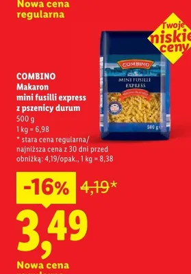 Makaron mini fusilli express Combino promocja w Lidl