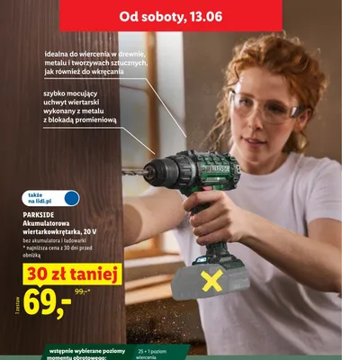 Akumulatorowa wiertarkowkrętarka Parkside promocja w Lidl