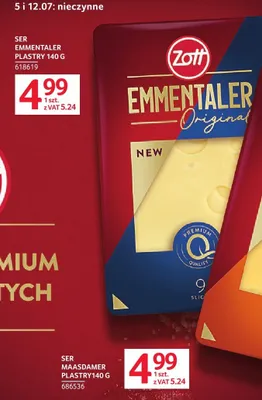 Ser Emmentaler plastry Zott promocja w Selgros