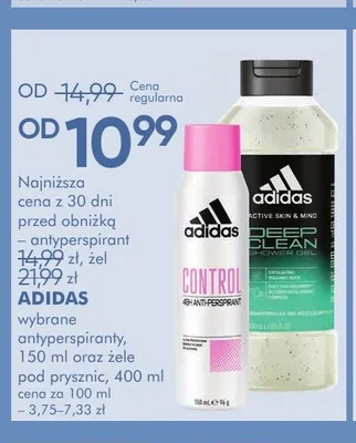 Wybrane antyperspiranty oraz żele pod prysznic ADIDAS promocja w Super-Pharm
