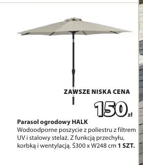 Parasol ogrodowy HALK Ś300xW248cm promocja w Jysk
