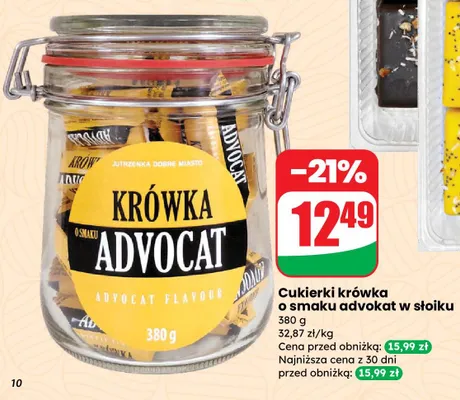 Cukierki krówka o smaku advokat w słoiku promocja w Dino