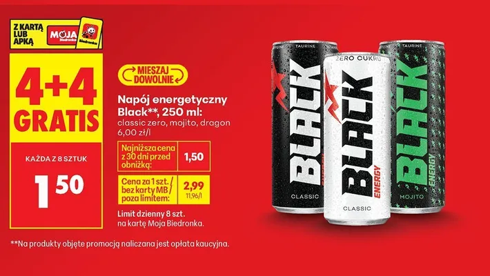 Napój energetyczny Black Classic promocja w Biedronka