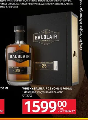 Whisky Balblair 25 YO 46% promocja w Selgros