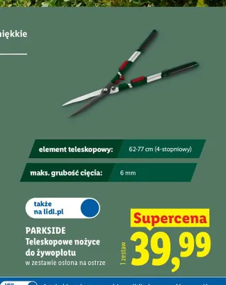 Teleskopowe nożyce do żywopłotu Parkside promocja w Lidl