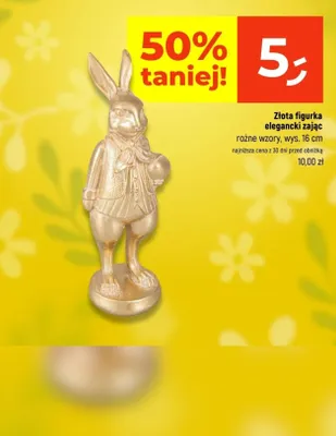 Złota figurka elegancki zając różne wzory promocja w Dealz
