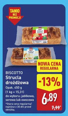 Strucla drożdżowa serowa Biscotto promocja w Aldi