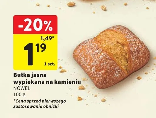Bułka jasna wypiekana na kamieniu Nowel promocja w Intermarche