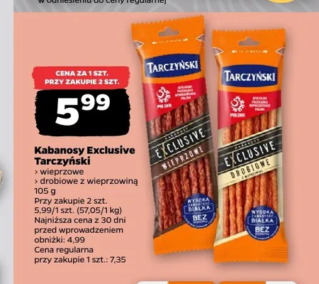 Kabanosy Exclusive Tarczyński drobiowe z wieprzowiną promocja w Netto