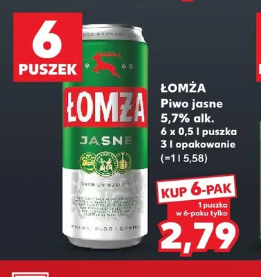 Piwo Łomża 5,7% alk. 6-pak promocja w Kaufland