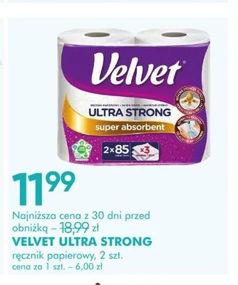 Ręcznik papierowy VELVET ULTRA STRONG promocja w Super-Pharm