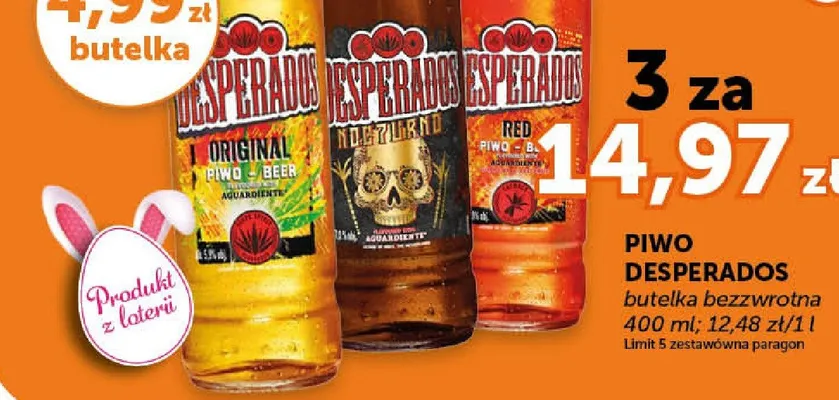 Piwo Desperados wybrane rodzaje butelka bezzwrotna promocja w ABC