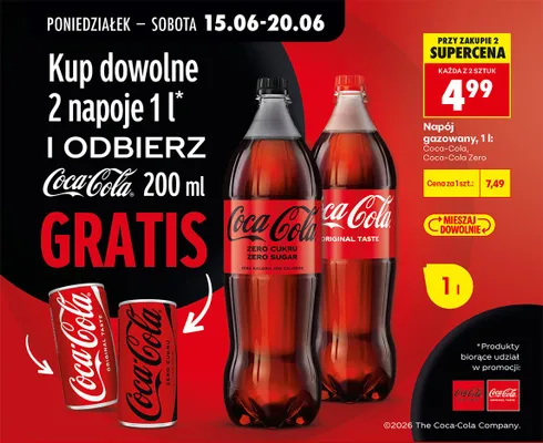 Napój gazowany Coca-Cola Original Taste promocja w Biedronka
