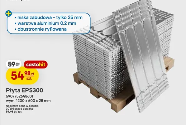 Płyta EPS300 obustronnie ryflowana 1200x600x25 mm promocja w Castorama
