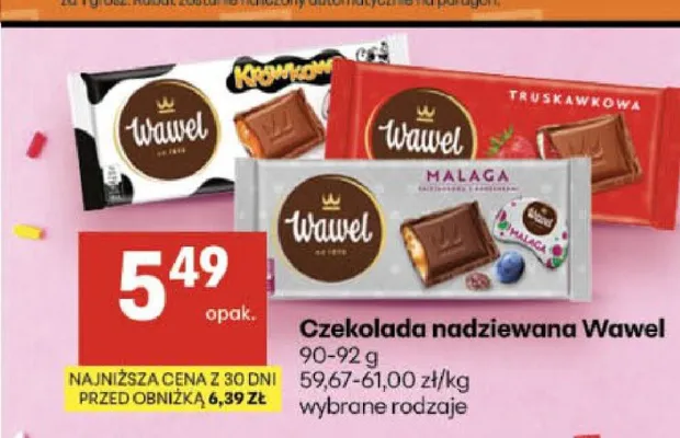 Czekolada nadziewana Wawel Malaga promocja w Delikatesy Centrum