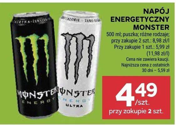 Napój energetyczny Monster promocja w Stokrotka