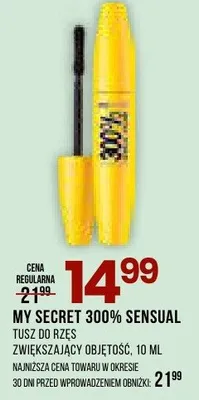 Tusz do rzęs 300% sensual zwiększający objętość, 10ml promocja w Drogerie Natura