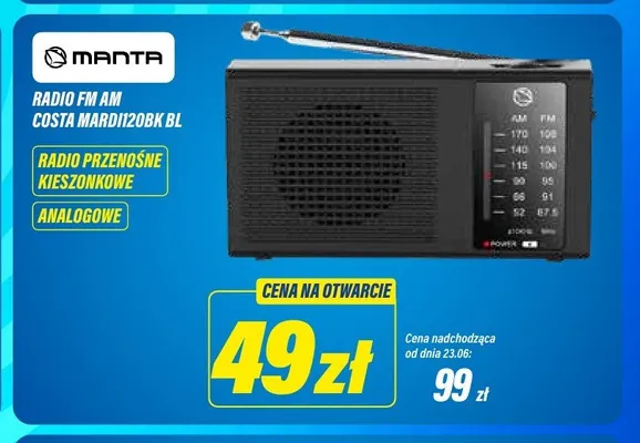 Radio FM AM Manta Costa MARDI120BK BL promocja w RTV EURO AGD