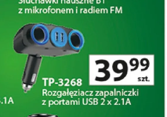 Rozgałęziacz zapalniczki z portami USB 2x2,1A Vakoss TP-3268 promocja w Auchan