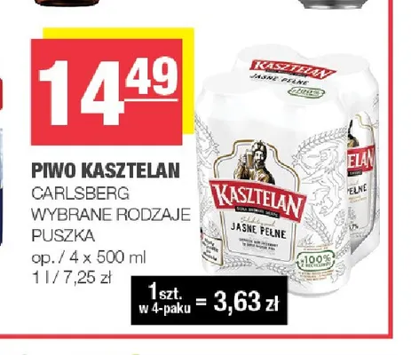 Piwo Kasztelan 4-pak 500 ml promocja w SPAR