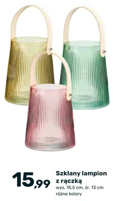 Szklany lampion z rączką promocja w Bricomarche