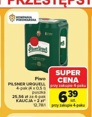 Piwo Pilsner Urquell 4-pak promocja w Carrefour