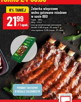 Żeberka wieprzowe wolno gotowane miodowe w sosie BBQ Dolina Dobra promocja w POLOmarket