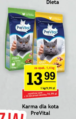 Karma dla kota PreVital Sterile z indykiem promocja w Gram Market