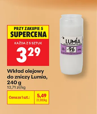 Wkład olejowy do zniczy Lumia promocja w Biedronka