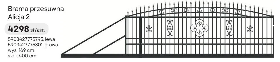 Brama przesuwna Alicja 2 prawa promocja w Castorama