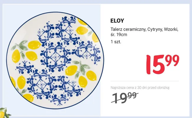 Talerz ceramiczny ELOY Cytryny śr. 19 cm promocja w Rossmann