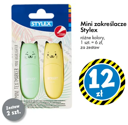 Mini zakreślacze Stylex 2-pak promocja w Tedi
