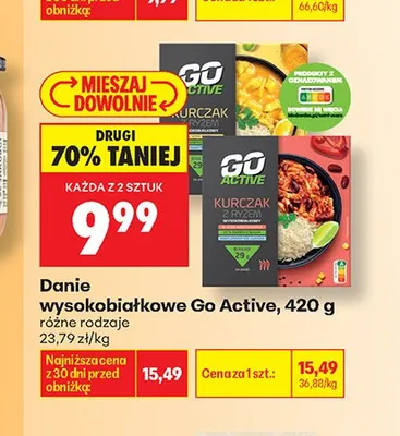 Danie wysokobiałkowe kurczak z ryżem Go Active promocja w Biedronka