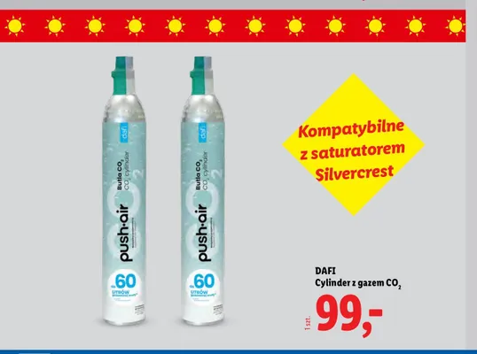 Cylinder z gazem CO2 Dafi promocja w Lidl