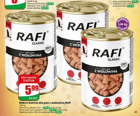 Mokra karma dla psa z wołowiną Rafi Classic promocja w Dino