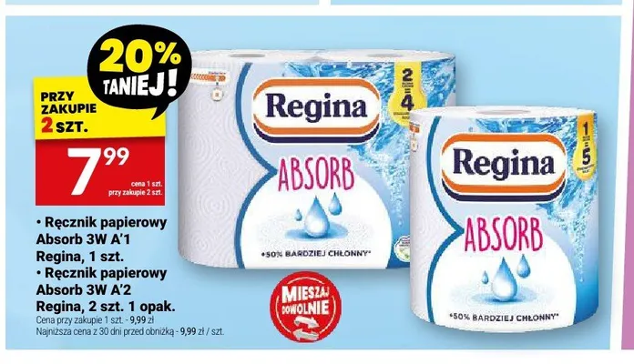 Ręcznik papierowy Regina Absorb 3W A'2 promocja w Twój Market