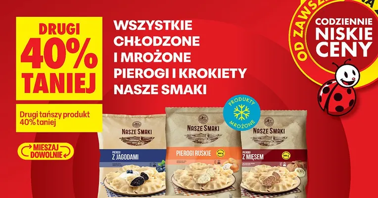 Pierogi mrożone wszystkie rodzaje drugi produkt -40% Nasze Smaki promocja w Biedronka