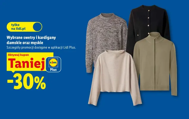 Swetry i kardigany damskie oraz męskie promocja w Lidl