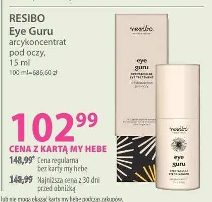 Koncentrat pod oczy RESIBO Eye Guru arcykoncentrat pod oczy promocja w Hebe